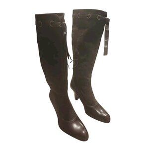 Franco Sarto Indie Knee High Boots Women's Size 8M Brown Leather and Suede